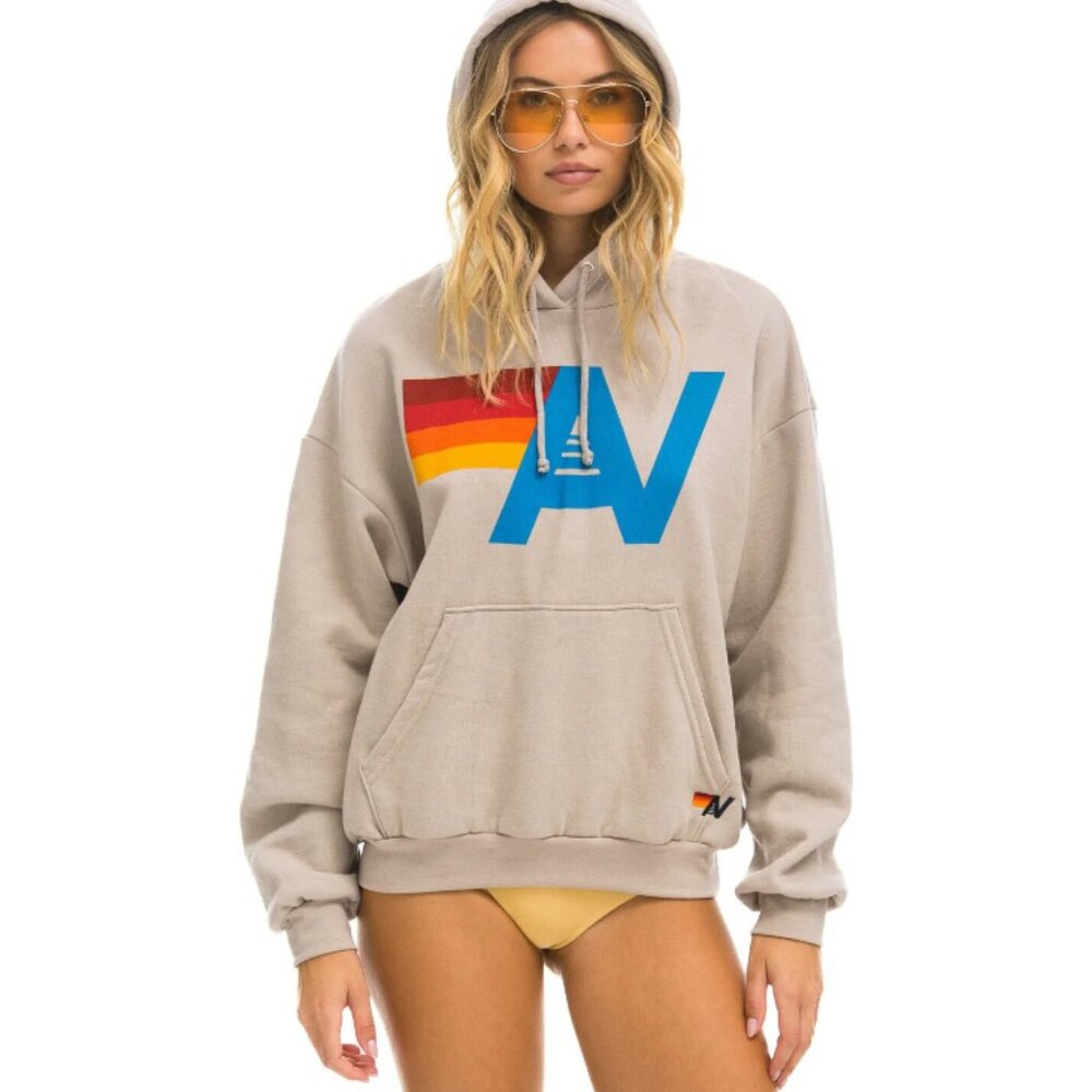 Aviator Nation Logo Pullover Relaxed Hoodie - Sand